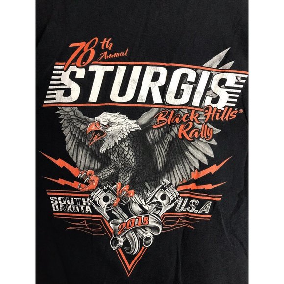 Sturgis Black Hills Rally 2018 Motorcycle Biker Men's 2XL Distressed T-Shirt - Picture 5 of 5
